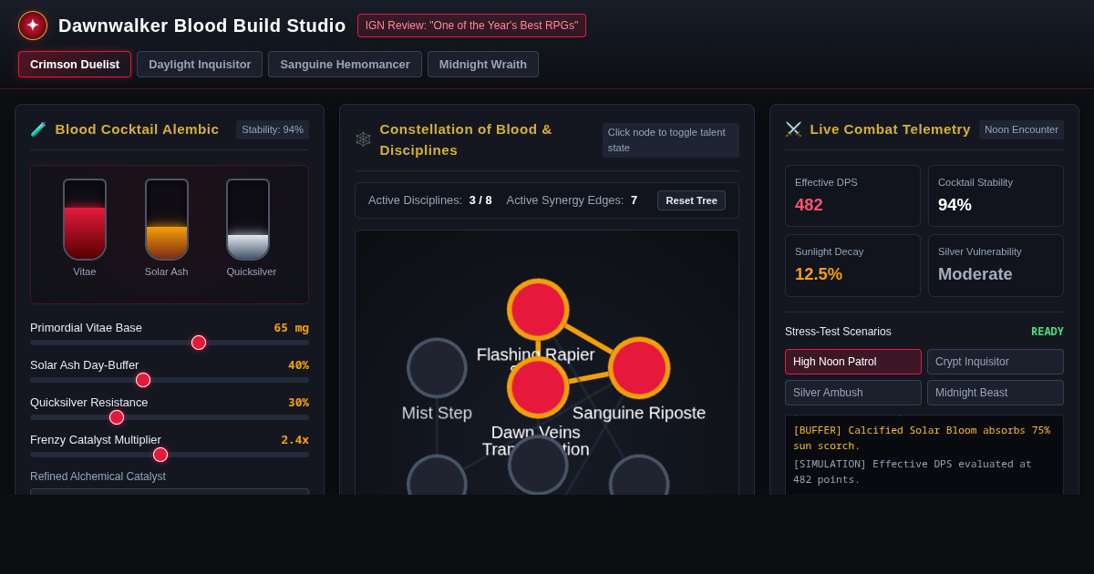 Dawnwalker Blood Cocktail & Alchemy Build Studio preview