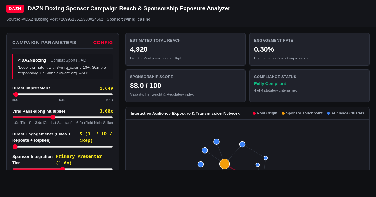 DAZN Boxing Sponsor Campaign Reach & Sponsorship Exposure Analyzer preview