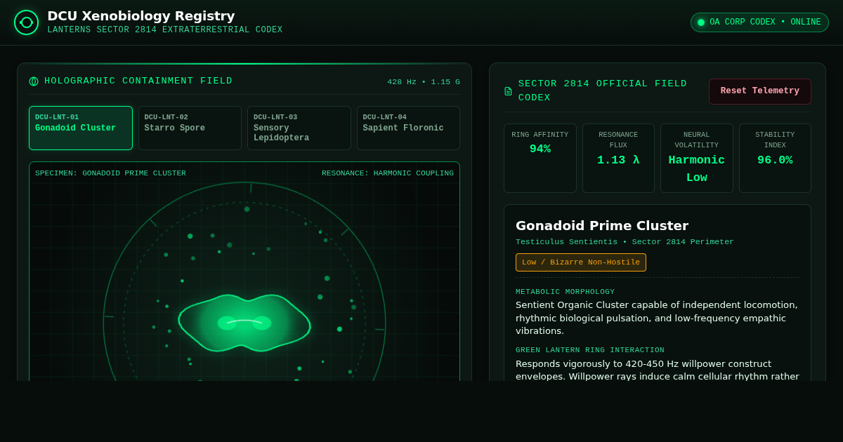 DCU Xenobiology Registry: Lanterns Sector 2814 Extraterrestrial Codex preview