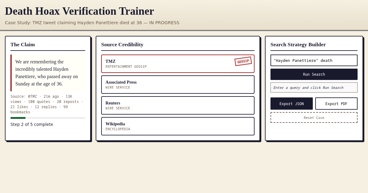 Death Hoax Verification Trainer preview