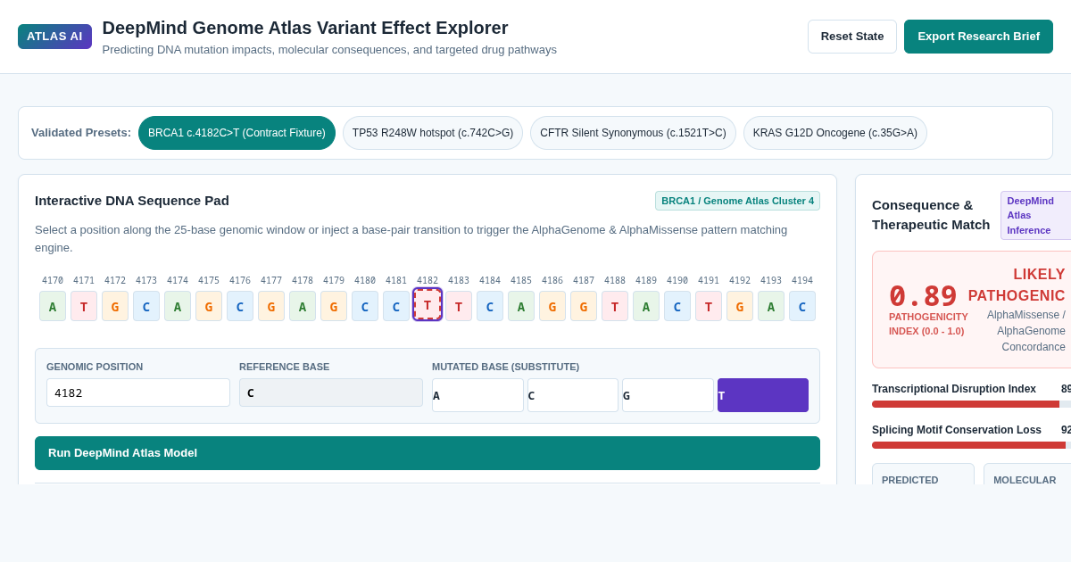 DeepMind Genome Atlas Variant Effect Explorer preview
