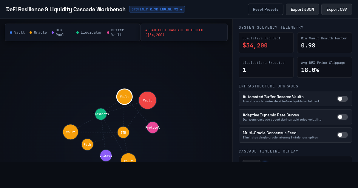 DeFi Infrastructure Resilience & Liquidity Cascade Workbench preview