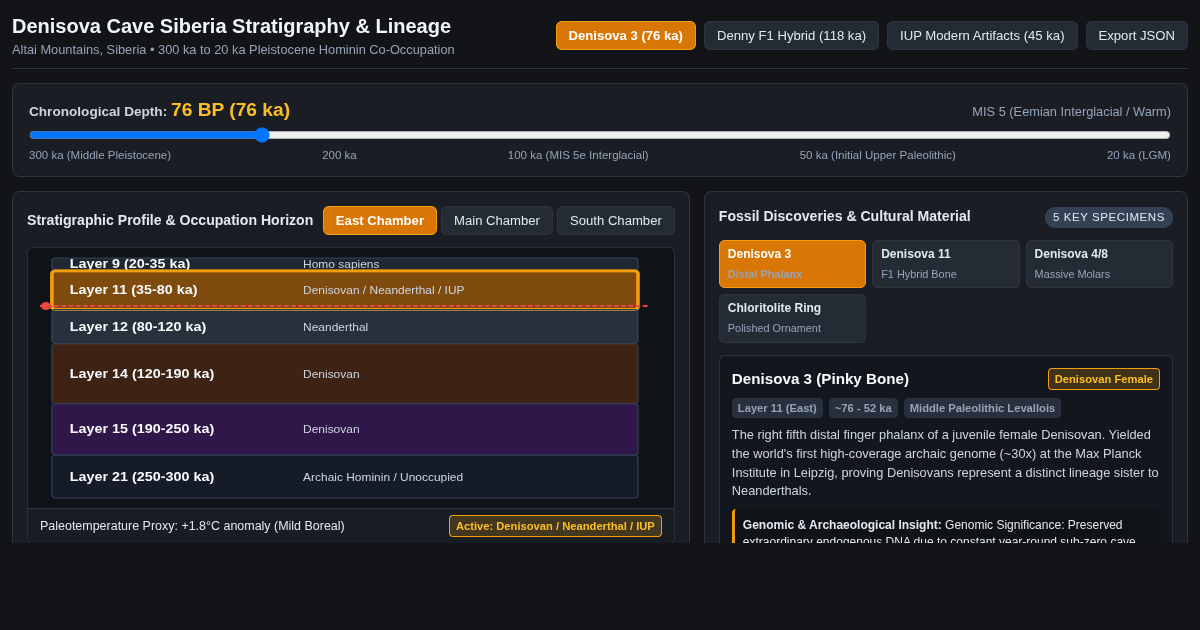 Denisova Cave Stratigraphy & Hominin Timeline Explorer preview