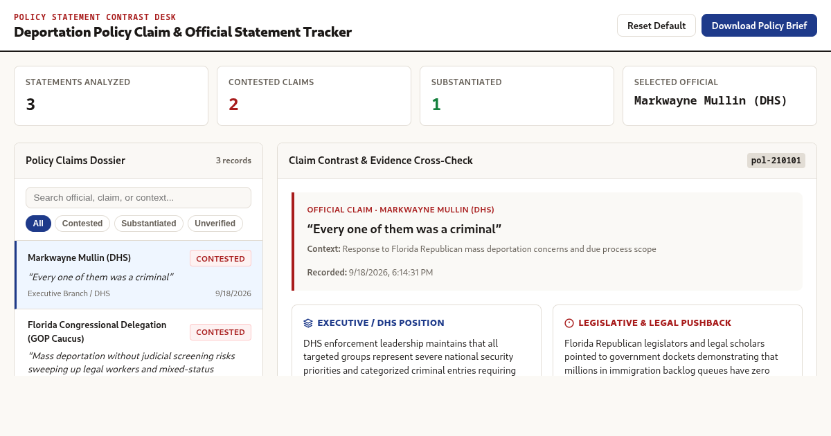 Deportation Policy Claim & Official Statement Tracker preview