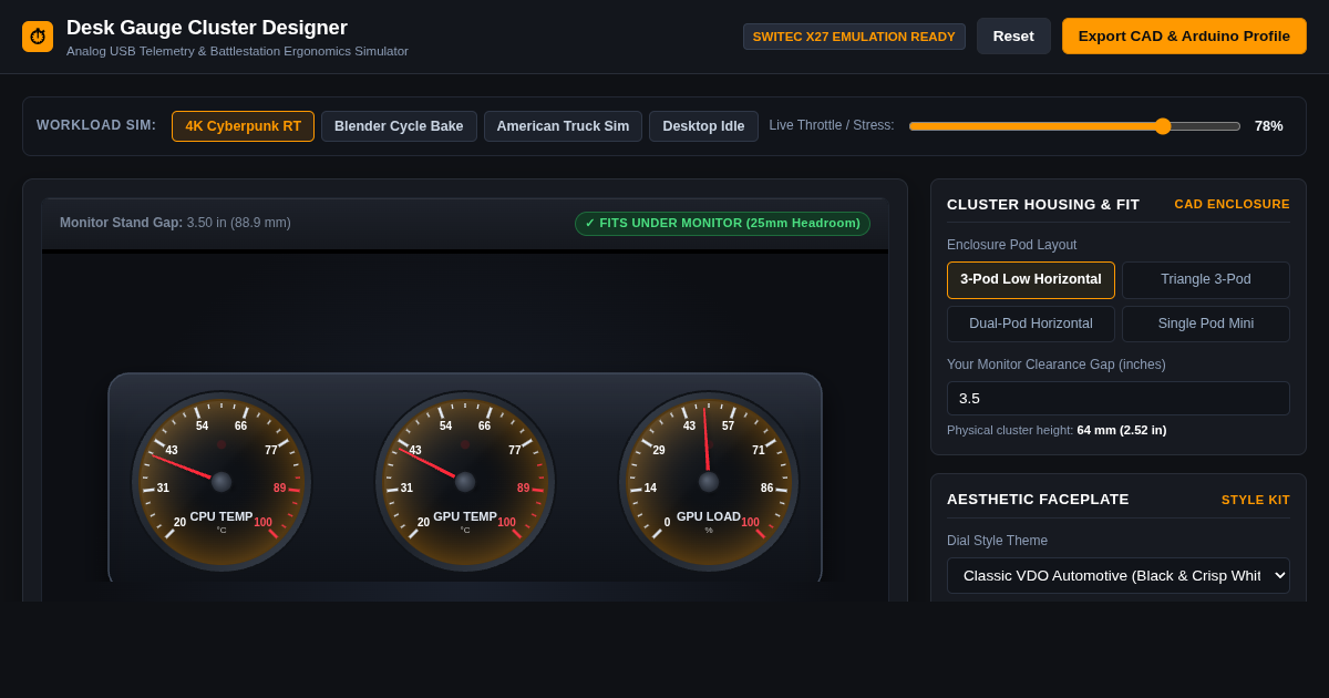 Desk Gauge Cluster Designer & Sim Telemetry Configurator preview