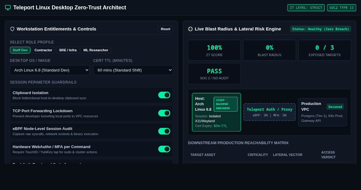 Teleport Linux Desktop Zero-Trust Policy Architect preview