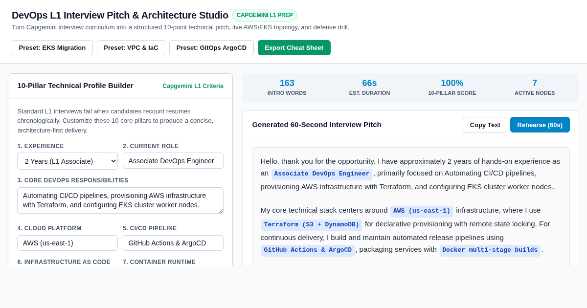 DevOps L1 Interview Pitch & Architecture Studio preview