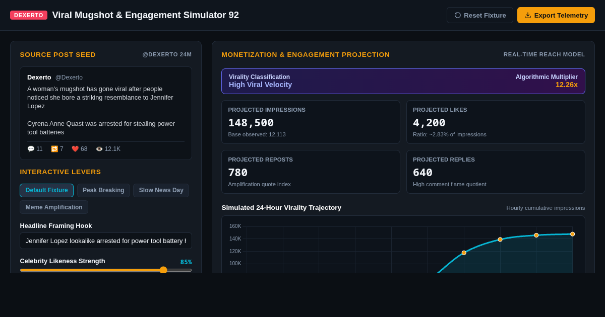 Dexerto Viral Mugshot & Engagement Simulator 92 preview