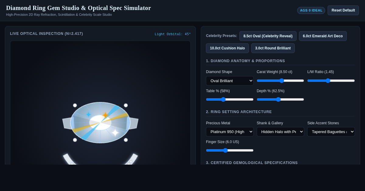 Diamond Ring Gem Studio & Optical Spec Simulator preview