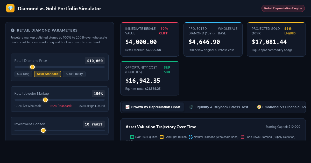 Diamond vs Gold Portfolio Simulator | Luxury Retail Depreciation Workbench preview