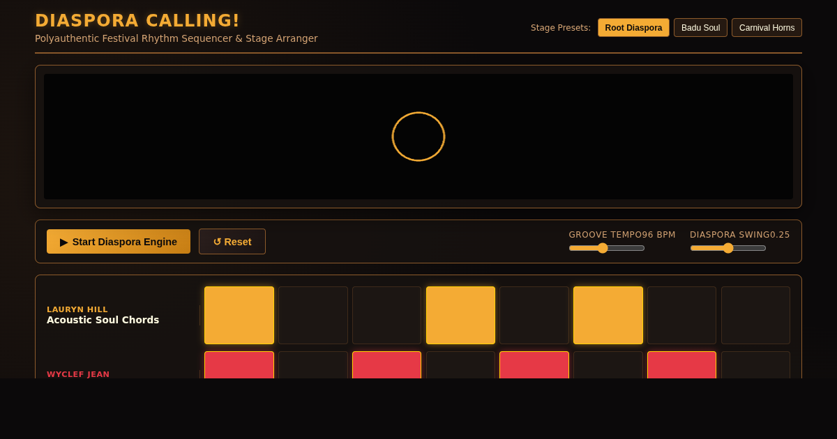 Diaspora Calling! Festival Audio & Polyauthentic Rhythm Arranger preview