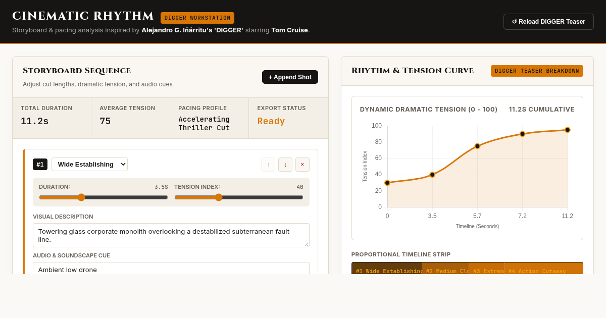 Digger Clip Storyboard & Cinematic Rhythm Analyzer preview