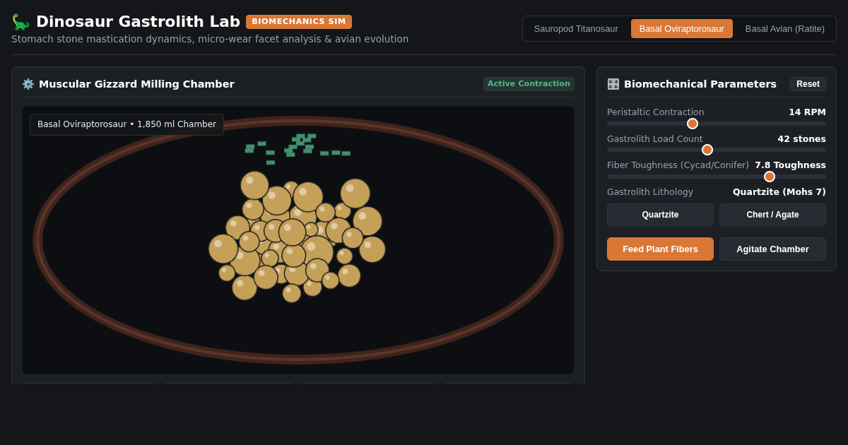 Dinosaur Gastrolith Lab: Biomechanics & Avian Evolution Simulator preview