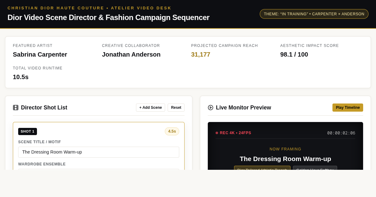 Dior Video Scene Director & Fashion Campaign Sequencer preview