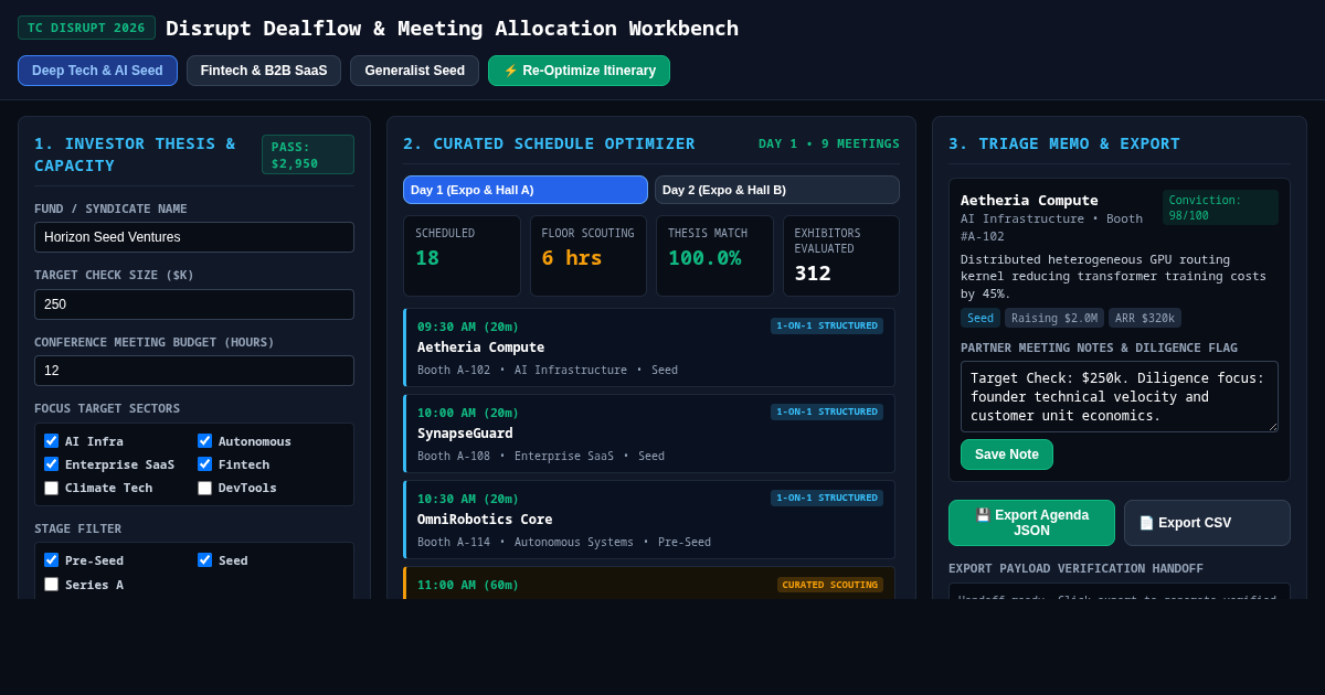 Disrupt Dealflow & Meeting Allocation Workbench preview