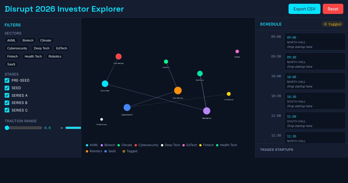 Disrupt 2026 Investor Startup Explorer preview