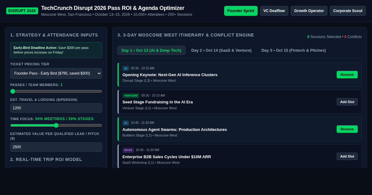 TechCrunch Disrupt 2026 Pass ROI & Agenda Optimizer preview