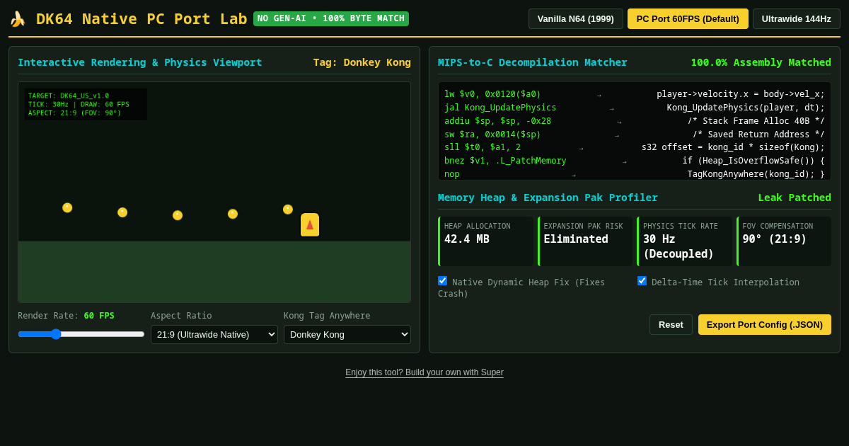 DK64 PC Native Decompilation & Port Engine Lab preview