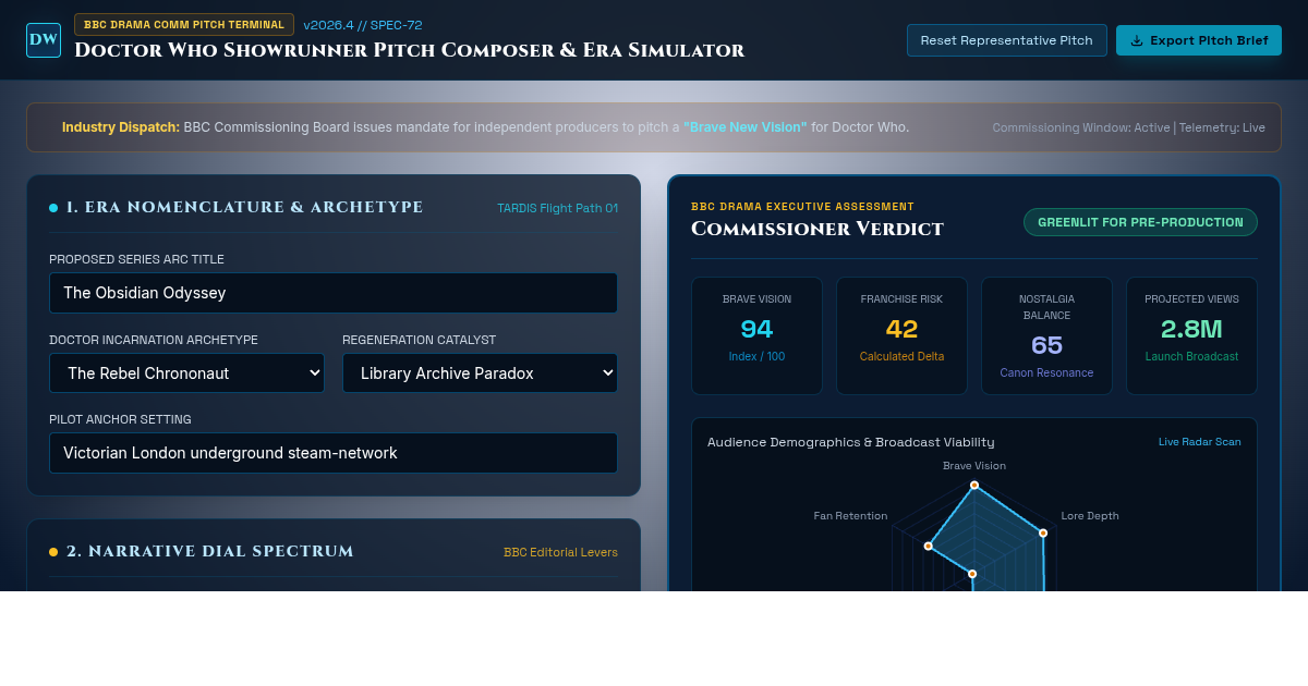 Doctor Who Showrunner Pitch Composer & Era Simulator | BBC Pitch Studio preview