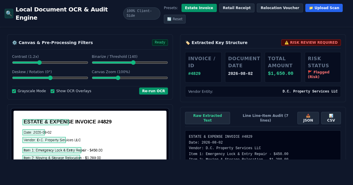 Local Document OCR & Structure Extraction Workbench preview