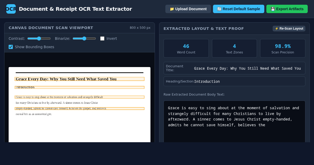 Document & Receipt OCR Text Extractor Workbench preview