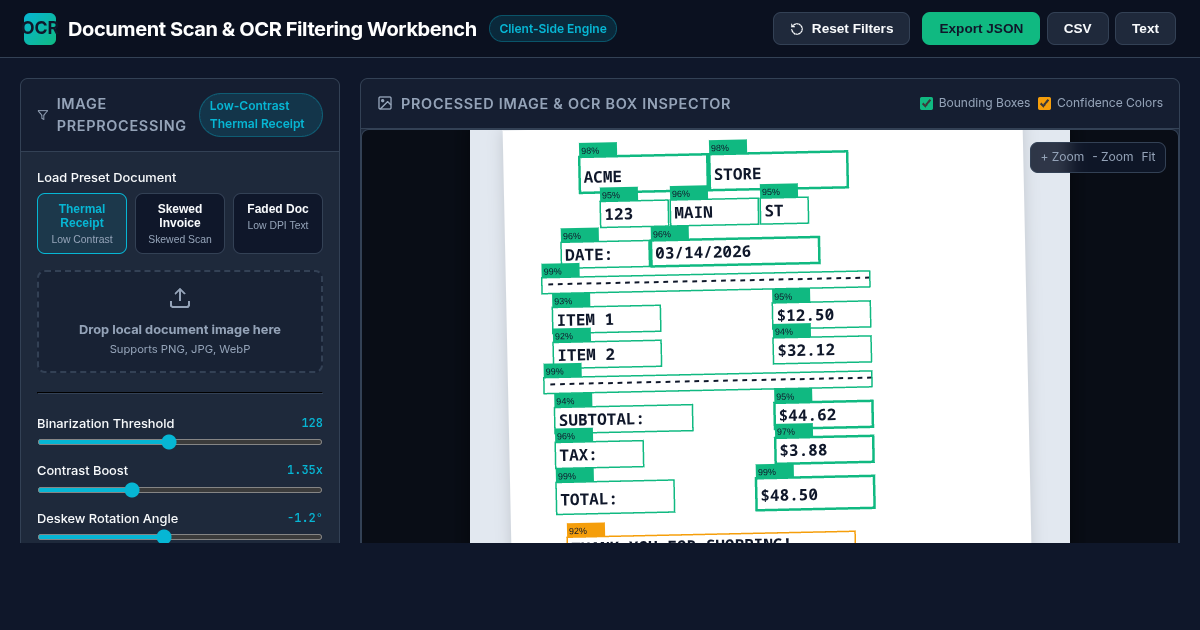 Document Scan & OCR Filtering Workbench preview