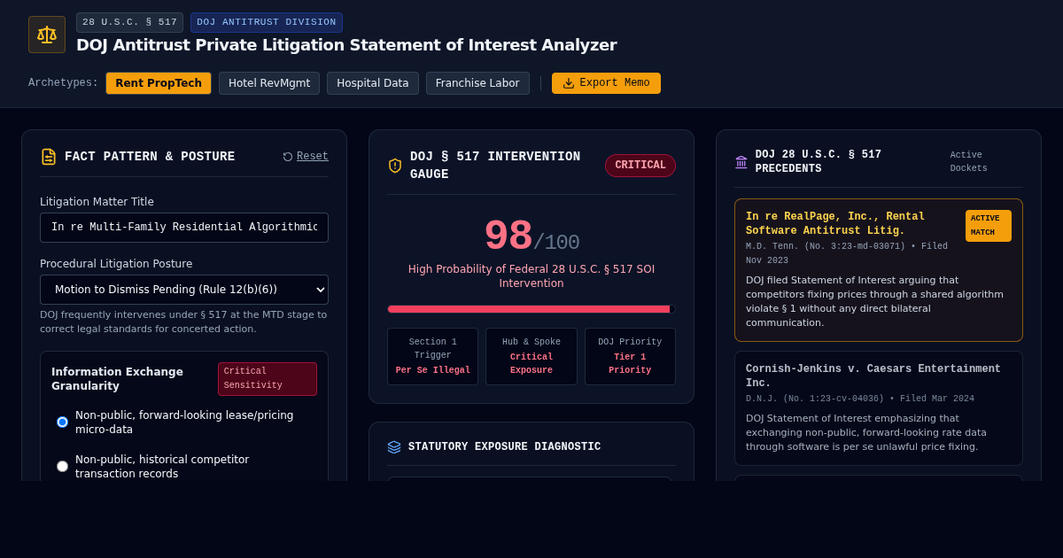 DOJ Antitrust Private Litigation Statement of Interest Analyzer preview