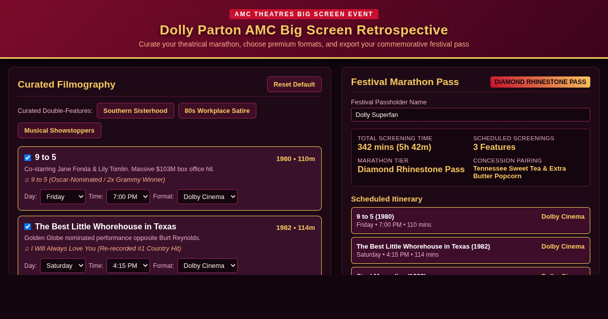 Dolly Parton AMC Big Screen Retrospective Programmer preview