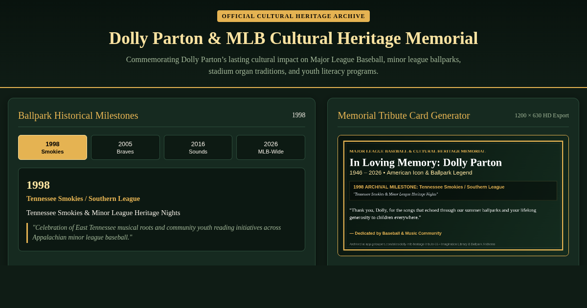 Dolly Parton & MLB Cultural Heritage Memorial preview