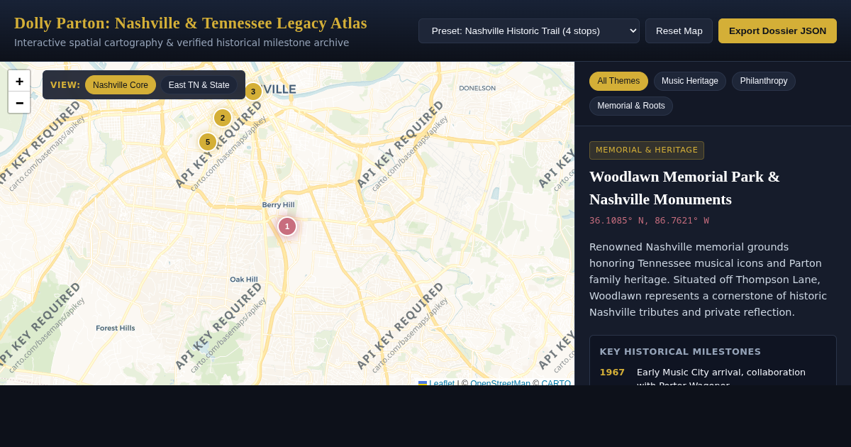 Dolly Parton Nashville & Tennessee Legacy Map & Milestones Archive preview