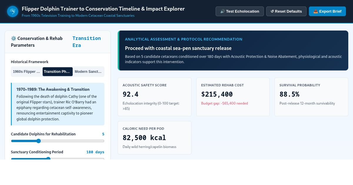 Flipper Dolphin Trainer to Conservation Timeline & Impact Explorer preview