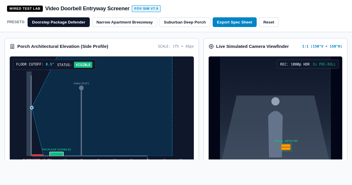 Video Doorbell Entryway Screener & FOV Simulator preview