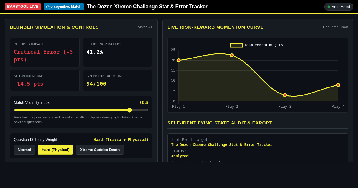 The Dozen Xtreme Challenge Stat & Error Tracker preview