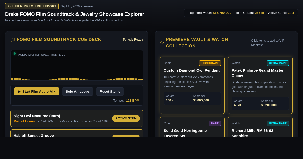 Drake FOMO Film Soundtrack & Jewelry Showcase Explorer preview