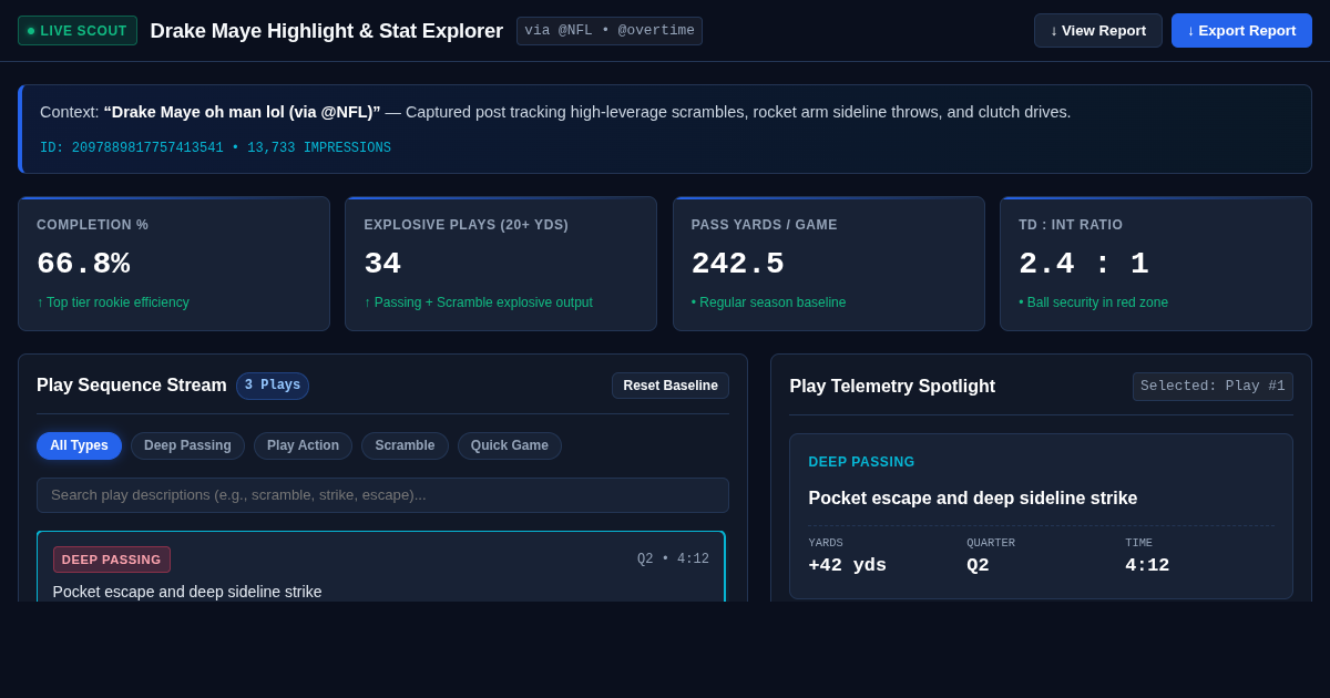 Drake Maye Highlight & Stat Explorer preview