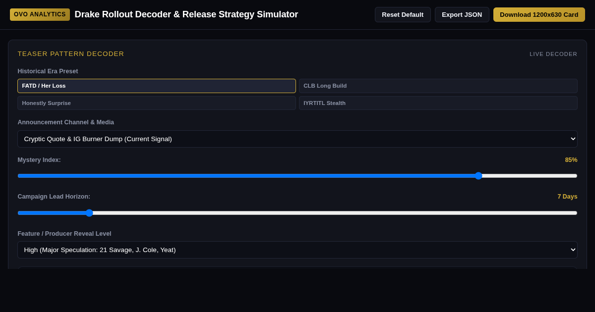 Drake Rollout Decoder & Release Strategy Simulator preview