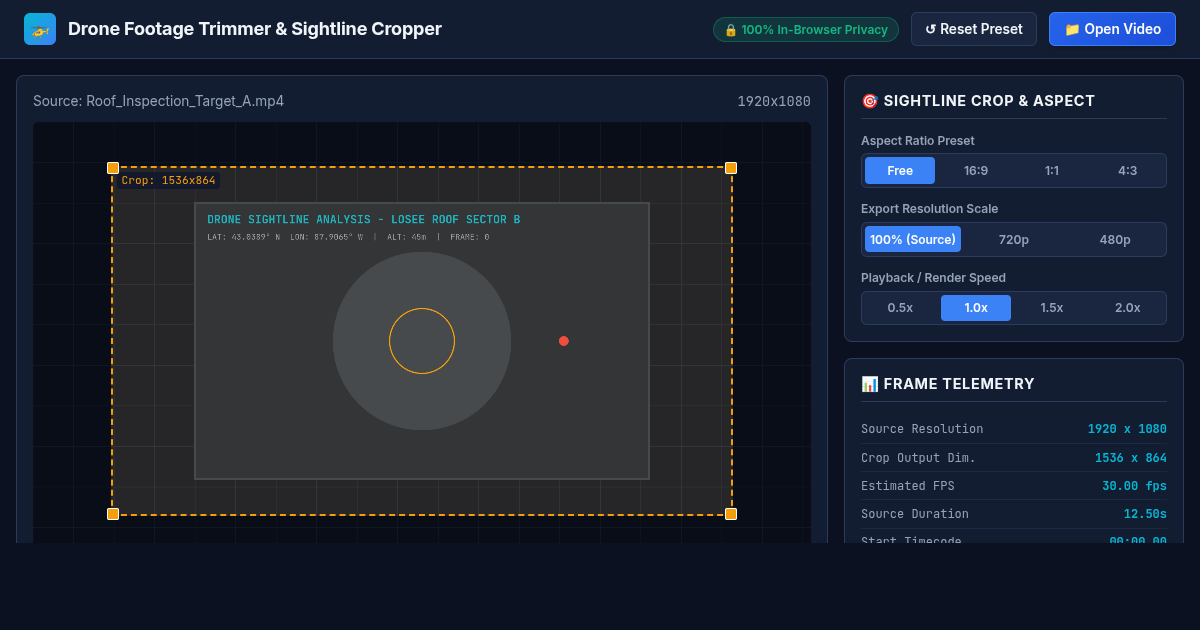 Drone Footage Video Trimmer & Sightline Cropper preview