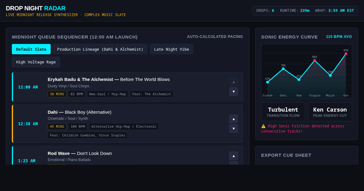 Drop Night Radar: New Music Release Planner preview
