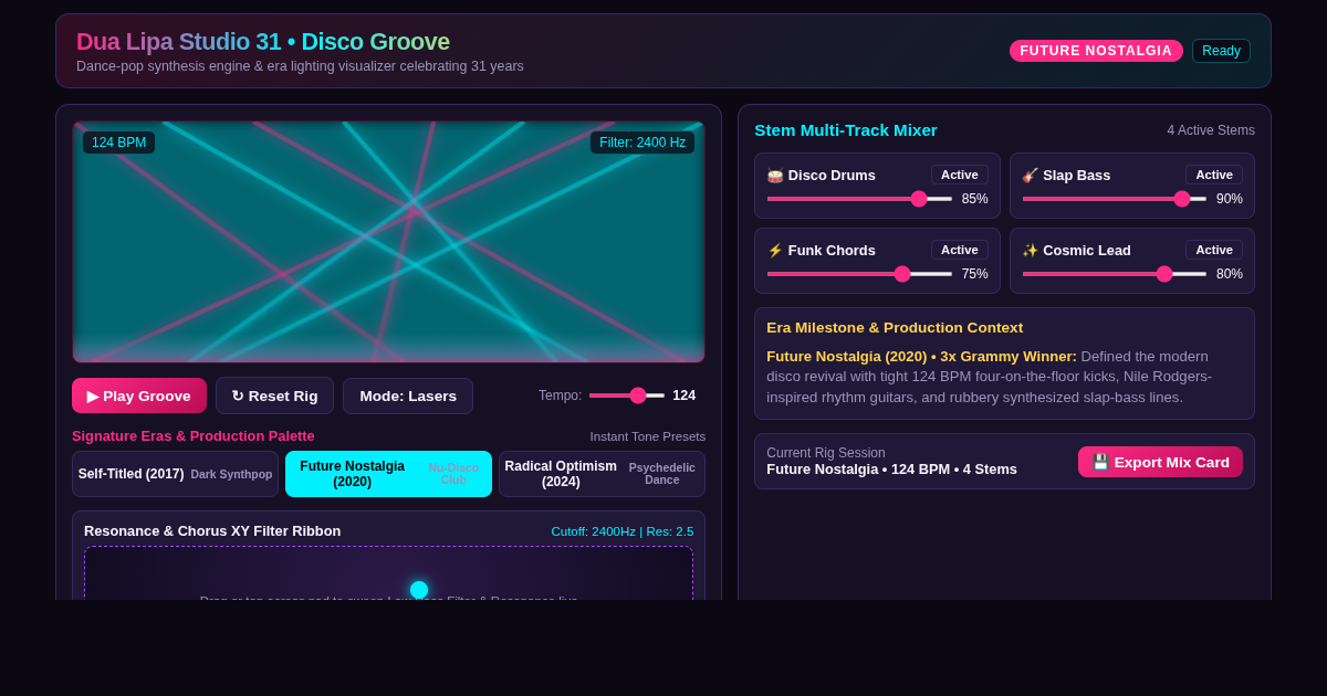 Dua Lipa Disco Groove Studio & Eras Visualizer preview
