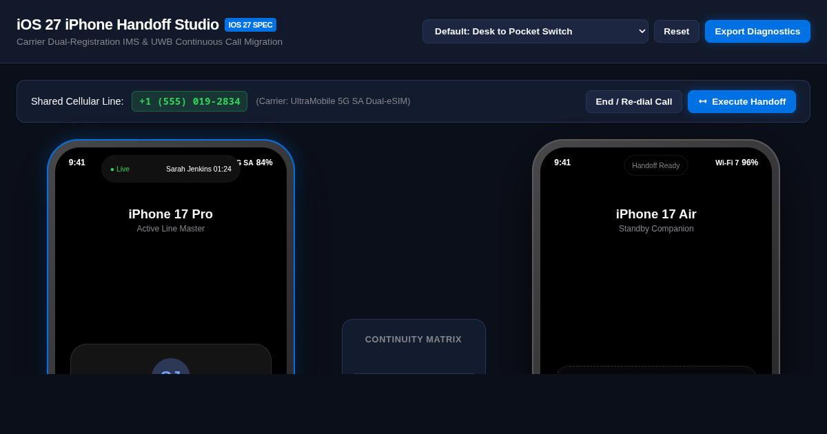 iOS 27 iPhone Handoff Simulator - Dual iPhones, Same Number preview