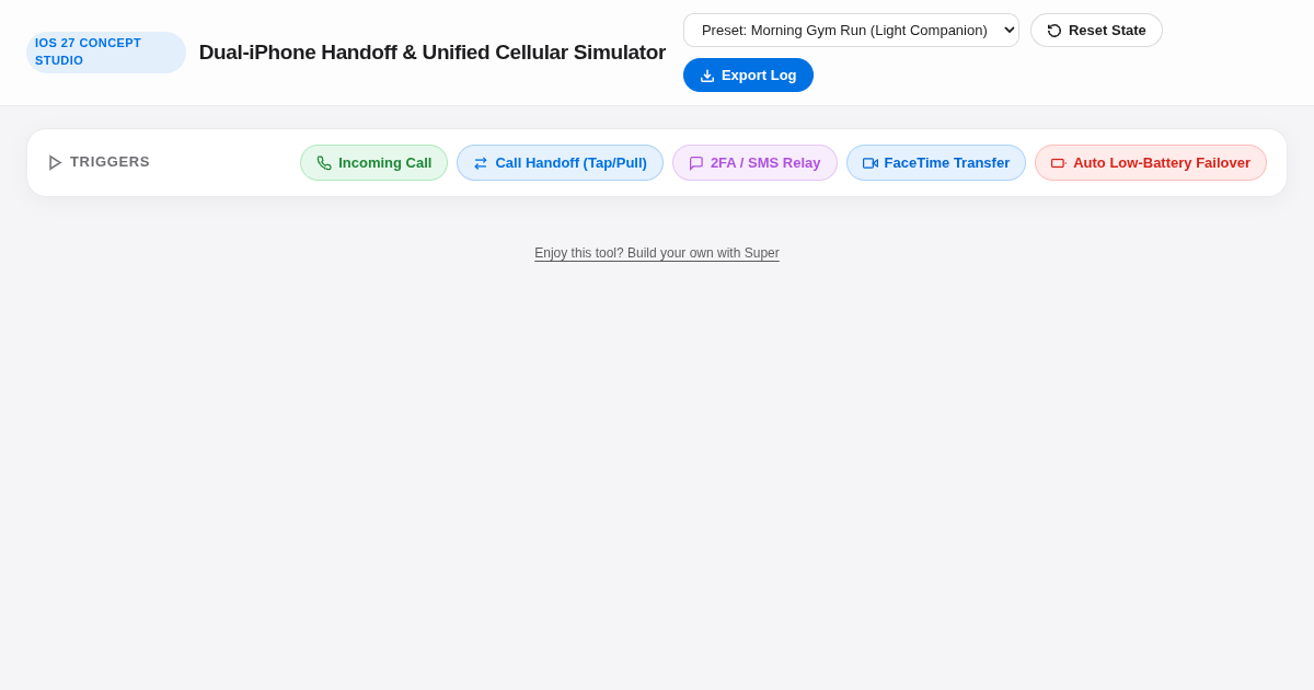 Dual-iPhone Handoff Studio & Unified Cellular Routing Simulator preview