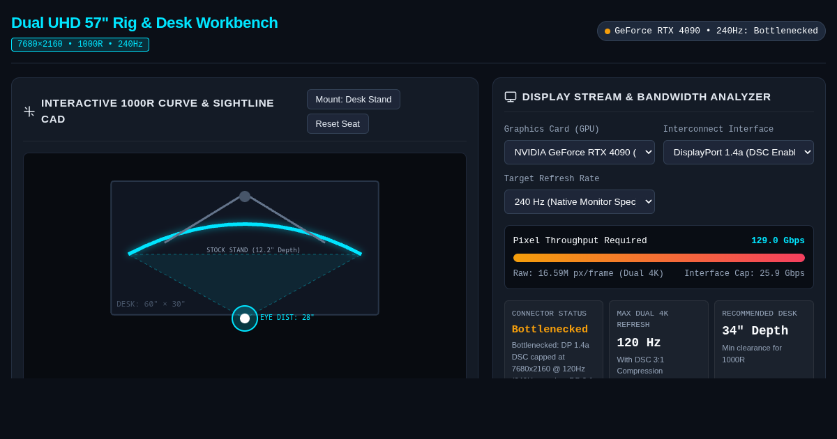 Dual UHD 57" Ultrawide Rig & Desk Workbench preview