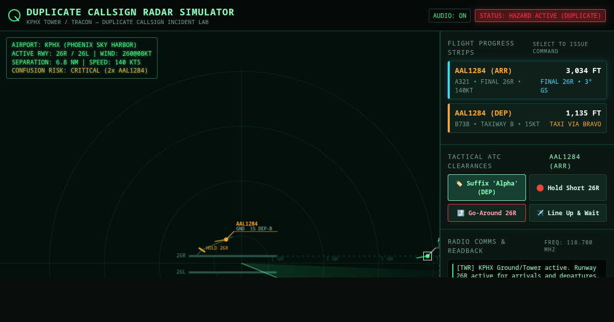 Duplicate Callsign Radar: ATC Deconfliction Simulator preview