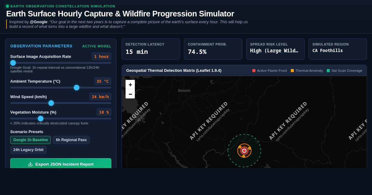 Earth Surface Hourly Capture & Wildfire Progression Simulator preview