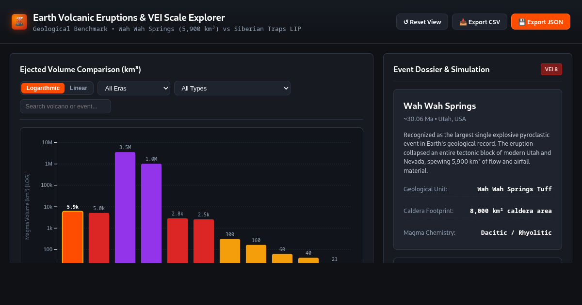 Earth Volcanic Eruptions History & VEI Comparison Explorer preview