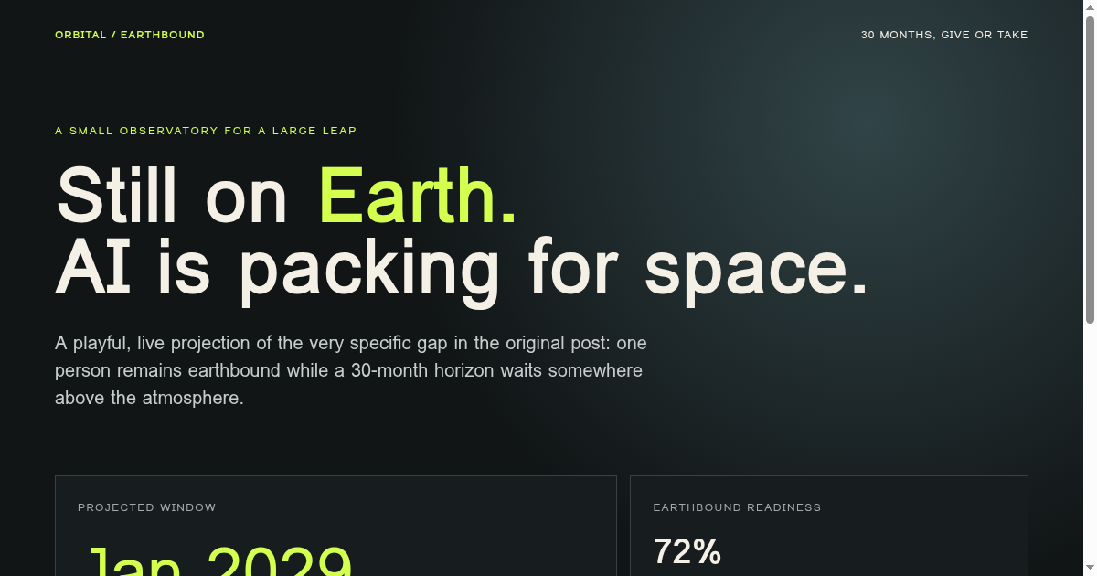 Still on Earth / 30-month window preview