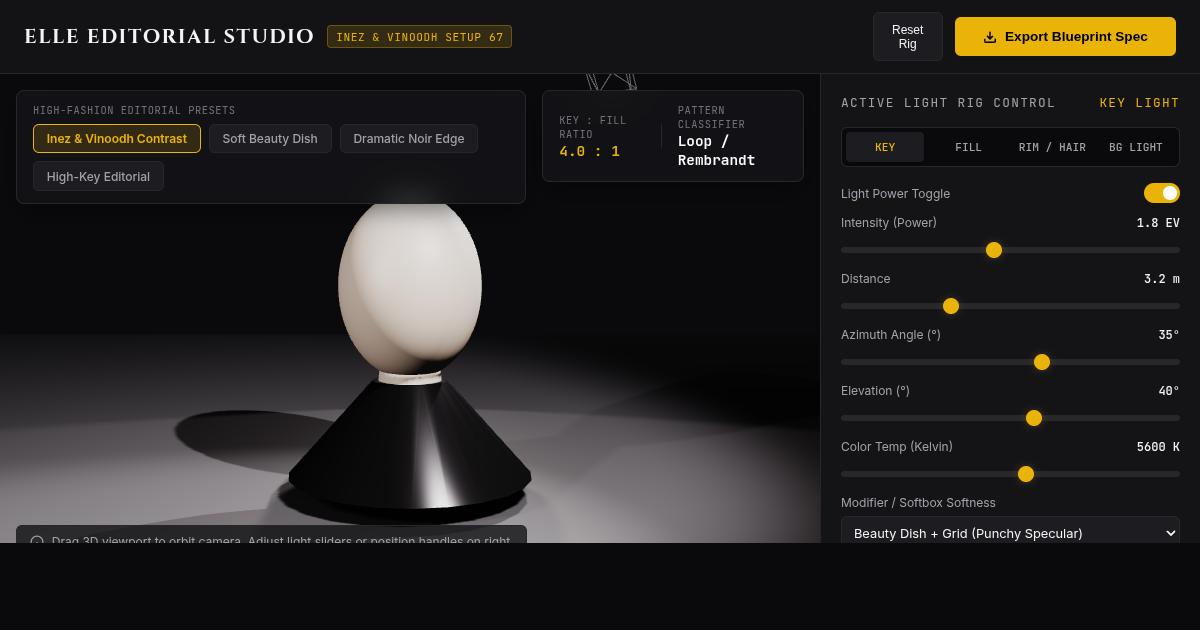 Editorial Fashion Lighting Studio Visualizer - Inez & Vinoodh ELLE Studio preview