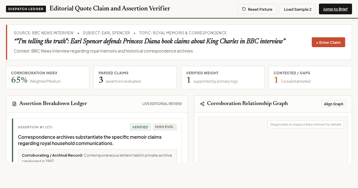 Editorial Quote Claim and Assertion Verifier preview