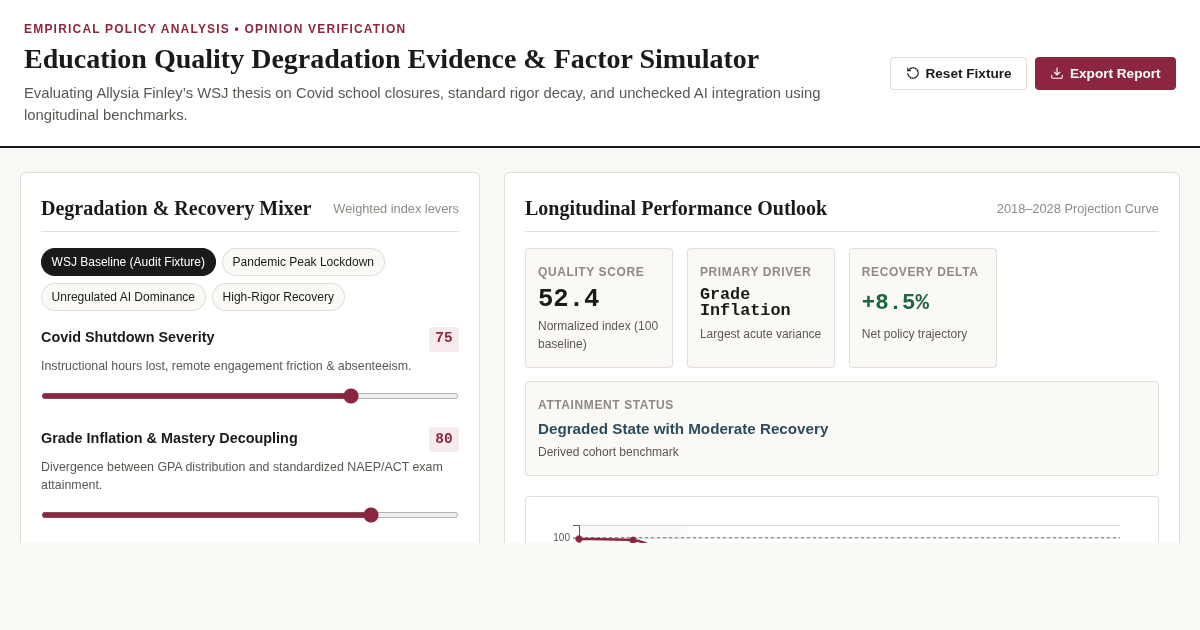Education Quality Degradation Evidence & Factor Simulator preview