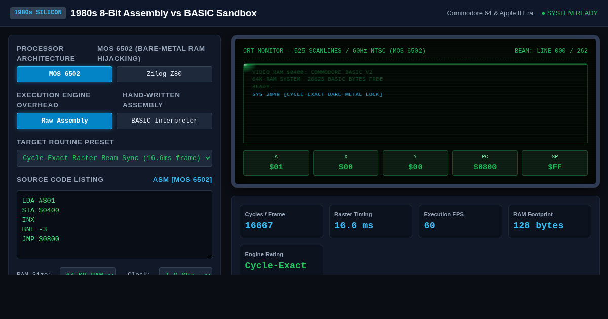 1980s 8-Bit Assembly vs BASIC Sandbox preview